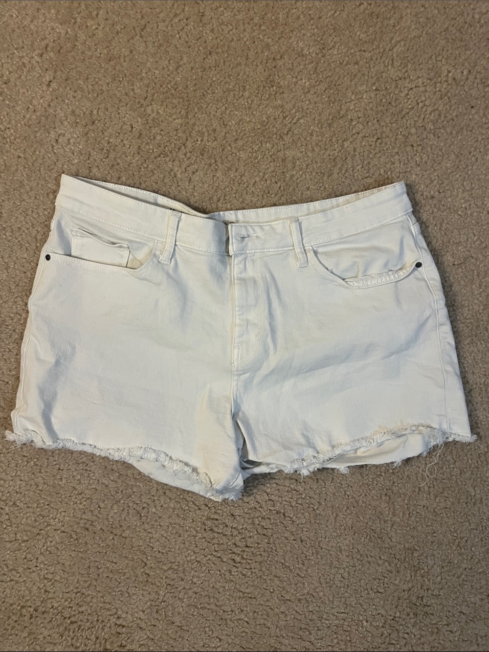 a.n.a White Frayed Hem Denim Short Shorts